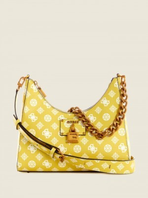 Guess Centre Stage Hobo Kadın Omuz Çantası Sarı | 85037QJRU