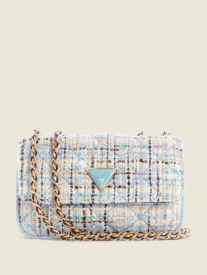 Guess Cessily Tweed Micro Kadın Mini Çanta Mavi | 24089XKSY