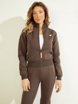 Guess Eco Allie Scuba Zip-Up Kadın Ceket Çikolata | 60381CYPD