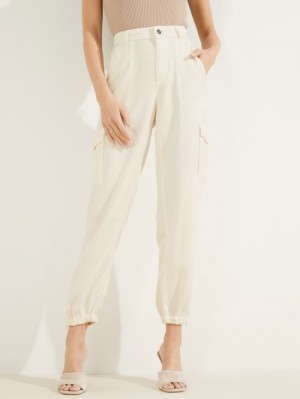 Guess Eco Bowie Cargo Chino Kadın Pantolon Krema Beyaz | 79241TUYB