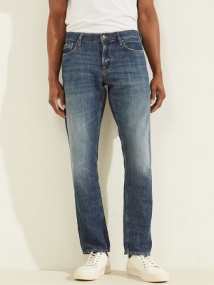 Guess Eco Dark Wash Slim Tapered Erkek Pantolon Açık Mavi | 87436OLWP