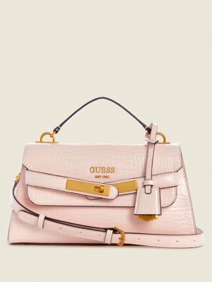 Guess Enisa-Handle Flap Kadın Satchel Çanta Pembe | 98647VDEF
