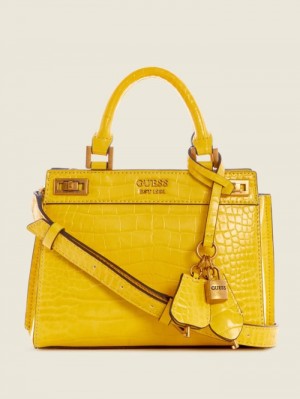 Guess Katie Croc Kadın Satchel Çanta Sarı | 16427GSAR