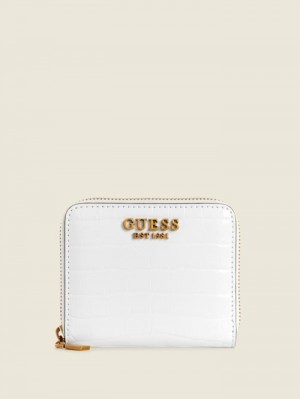 Guess Laurel Small Zip-Around Kadın Cüzdan Beyaz | 94506VLCJ