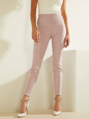 Guess Maya Faux-Süet Leggings Kadın Pantolon Mor | 25137RJYK