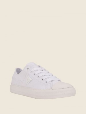 Guess Pranze Low-Top Kanvas Kadın Spor Ayakkabı Beyaz | 62039ULPZ