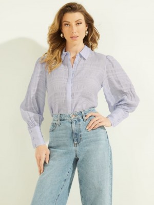 Guess Rav Crinkle Kadın Üstler Mavi | 24073BUPT