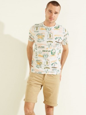 Guess Retro Vegas Print Tee Erkek Tişört Renkli | 21859OZFY