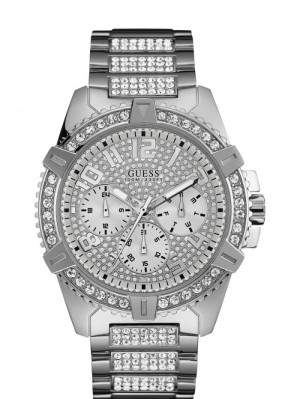Guess Silver-Tone Çok Işlevli Erkek Saat Gümüş | 87365KDWR