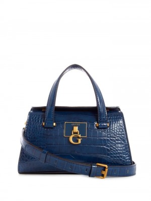 Guess Stephi Croc Kadın Satchel Çanta Mavi | 18650CHEJ