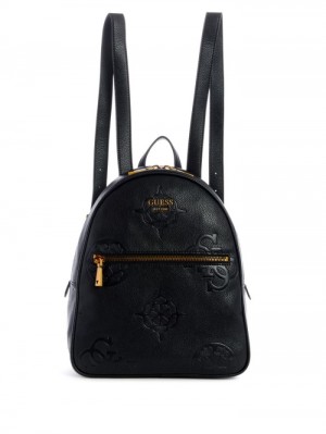 Guess Vikky Logo Kadın Sırt Çantaları Siyah | 67140BUDN