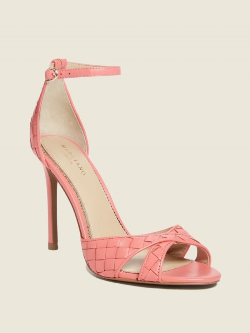 Guess Abieli Woven Deri Stiletto Kadın Sandalet Turuncu | 82094LJNC