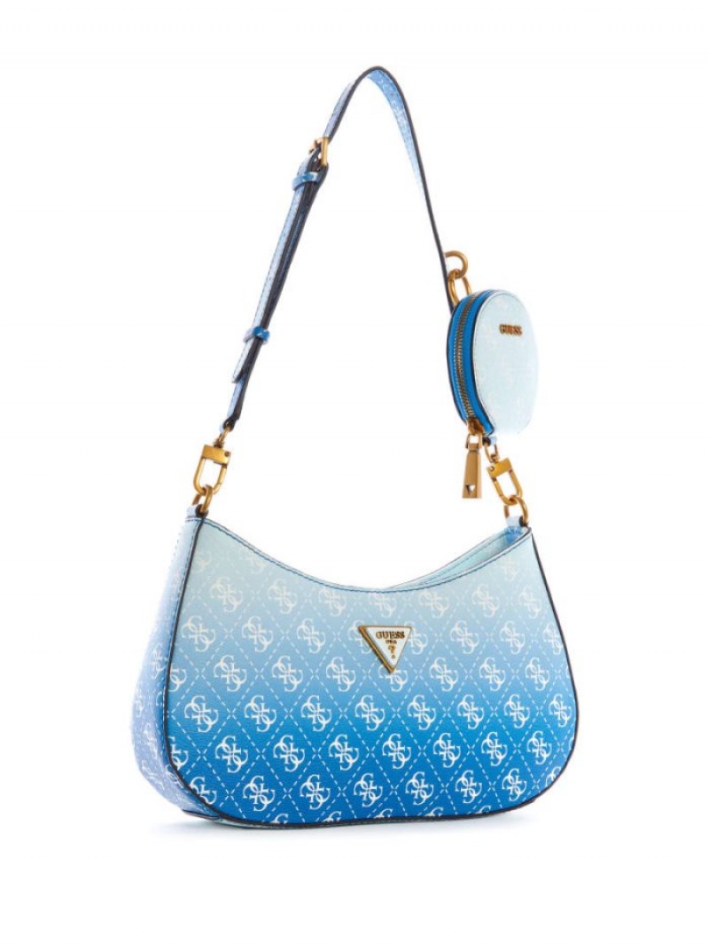 Guess Alexie Ombre Logo Kadın Omuz Çantası Mavi | 76592UXBF