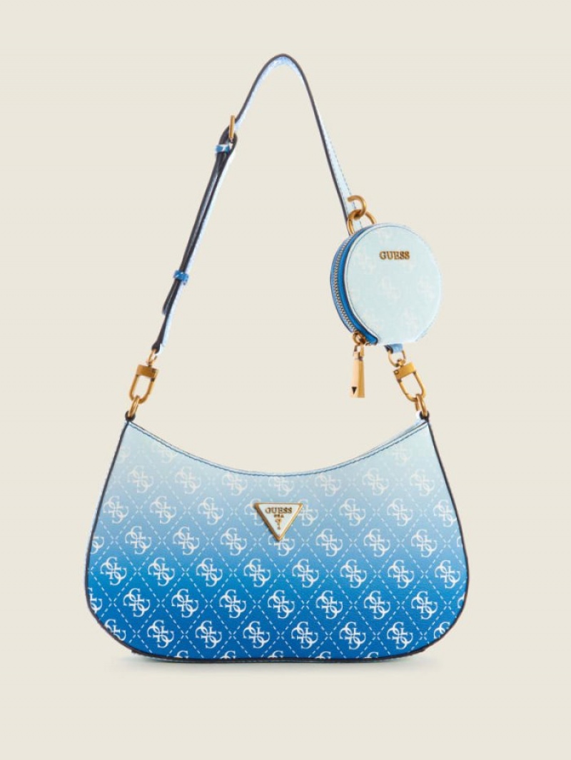 Guess Alexie Ombre Logo Kadın Omuz Çantası Mavi | 76592UXBF