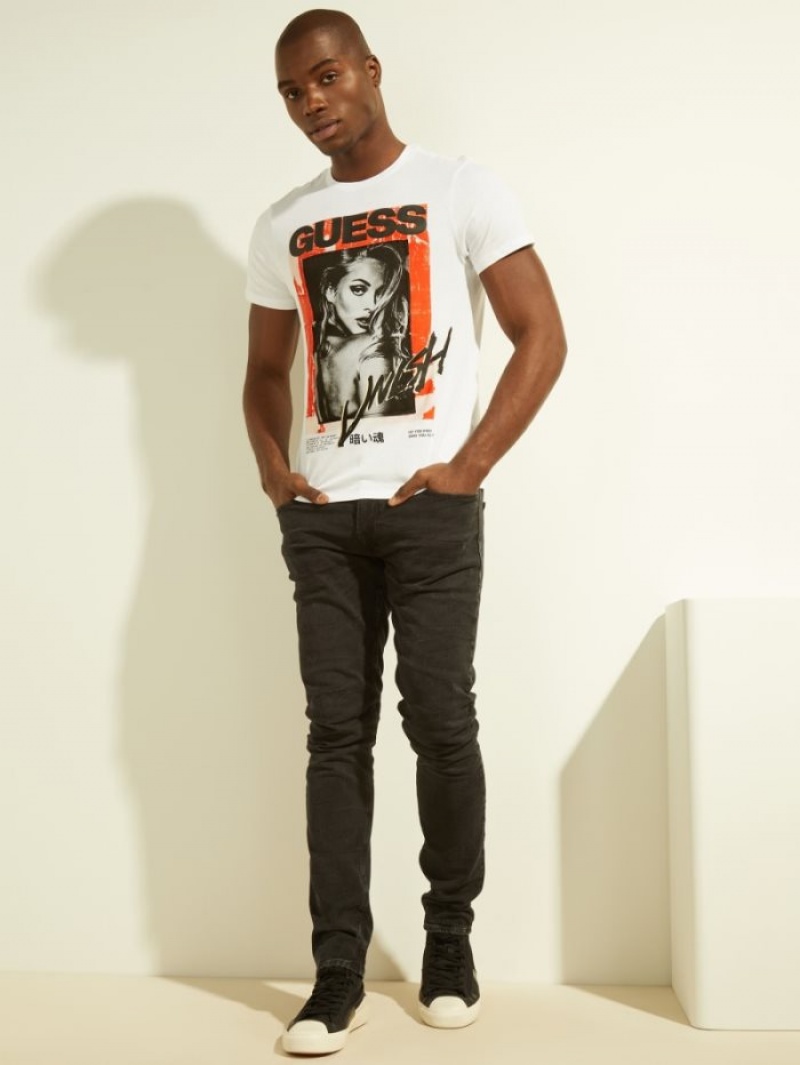 Guess All Nite Tee Erkek Tişört Beyaz | 61043UMJR