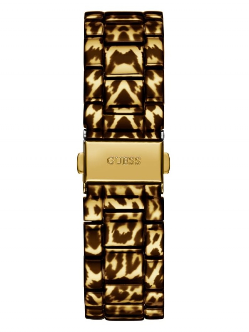 Guess Animal Print Gold-Tone Kadın Saat Renkli | 84013XBNV