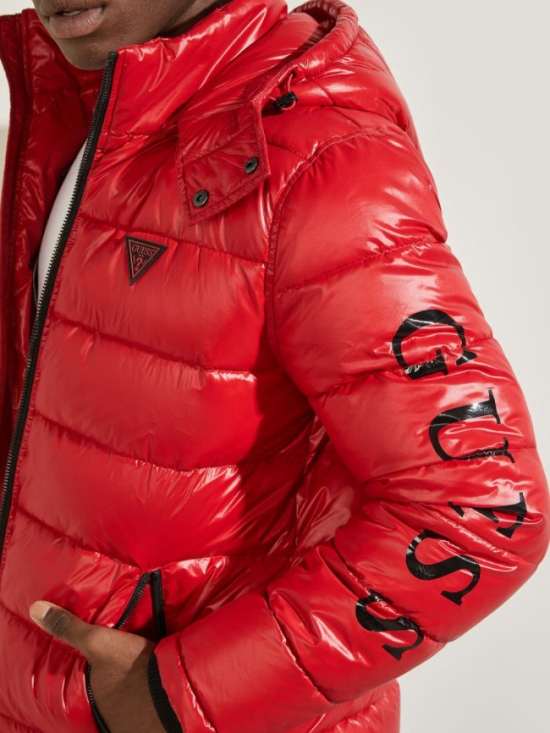 Guess Anthony Logo Puffer Erkek Ceket Kırmızı | 01675NJEG