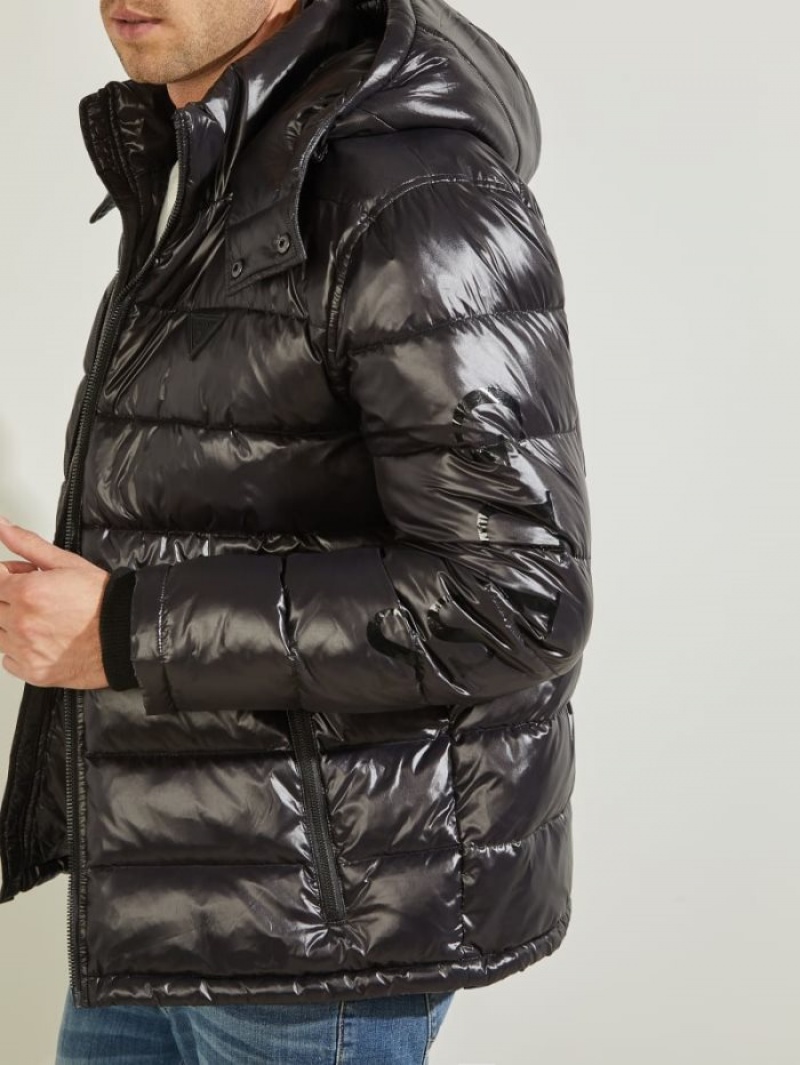 Guess Anthony Logo Puffer Erkek Ceket Siyah | 78521ATXE