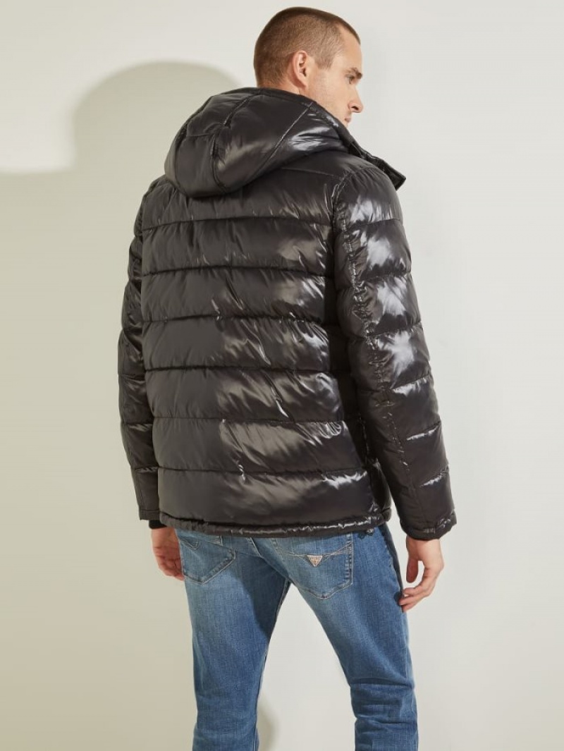 Guess Anthony Logo Puffer Erkek Ceket Siyah | 78521ATXE