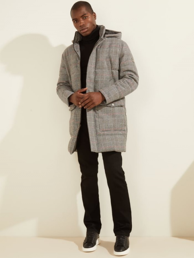 Guess Arctic Trax Plaid Puffer Erkek Ceket Gri | 19325KYAQ