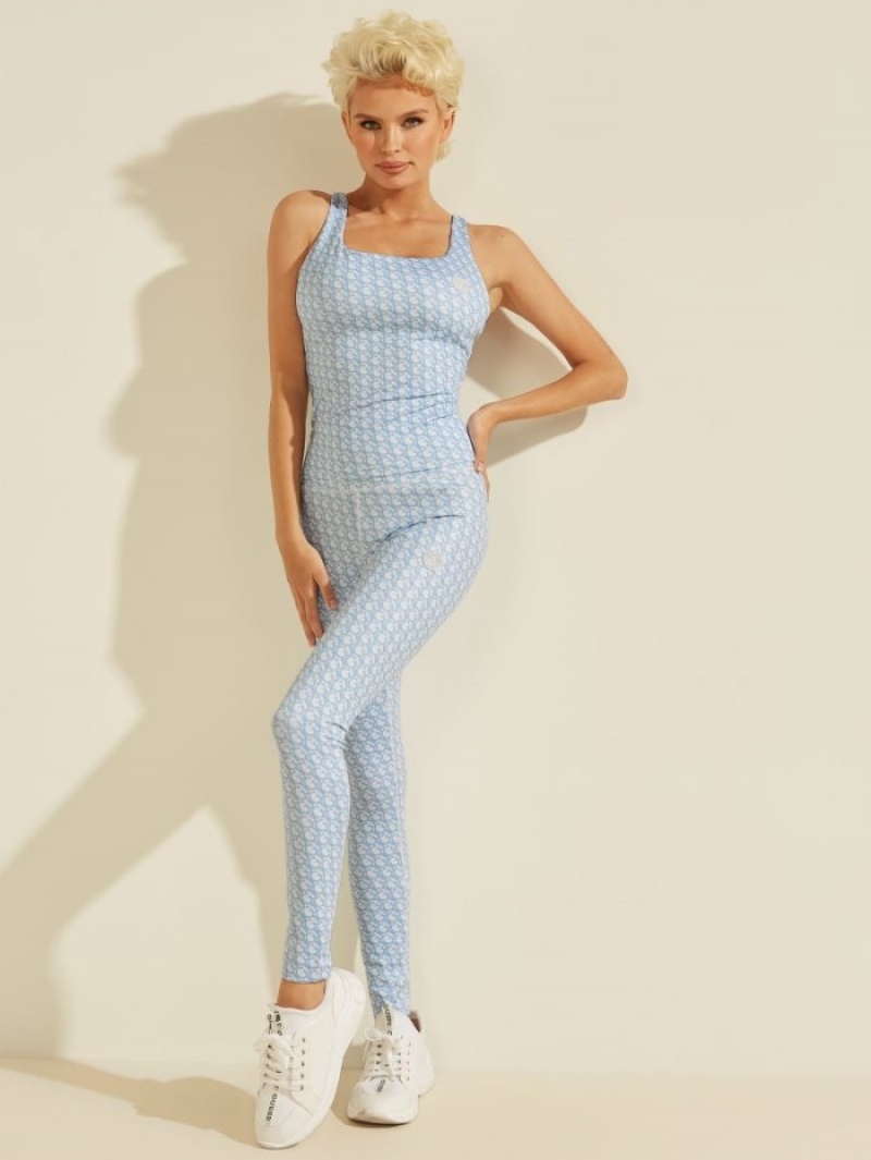 Guess Caitlin Logo Print Kadın Üstler Mavi | 93417UGDR