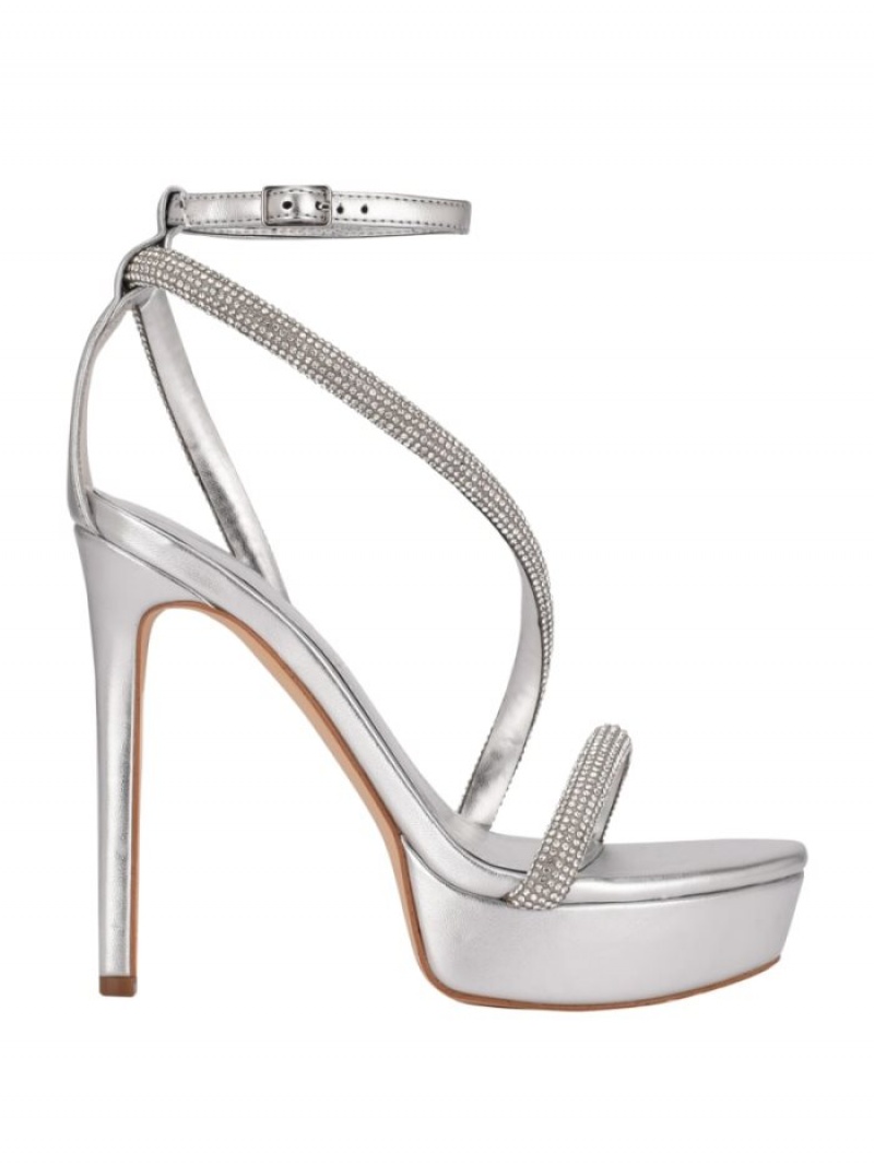Guess Casidee Rhinestone Platform Kadın Topuklu Ayakkabılar Gümüş | 38167UVHP