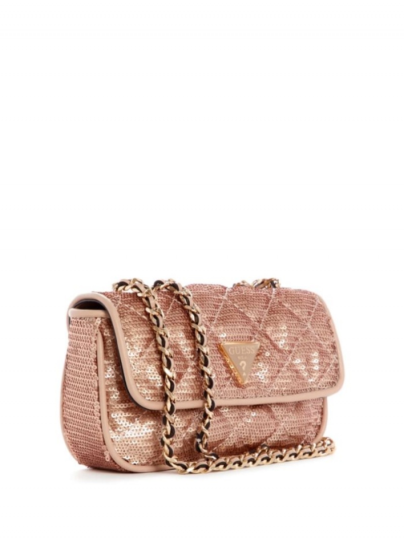 Guess Cessily Sequins Convertible Kadın Mini Çanta Turuncu | 84079KOFE