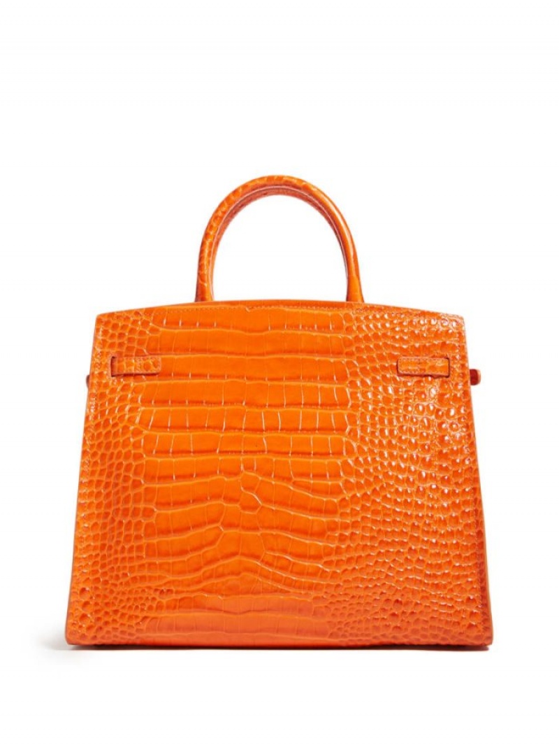Guess Cristina Croc Deri Kadın Satchel Çanta Turuncu | 49637POZS