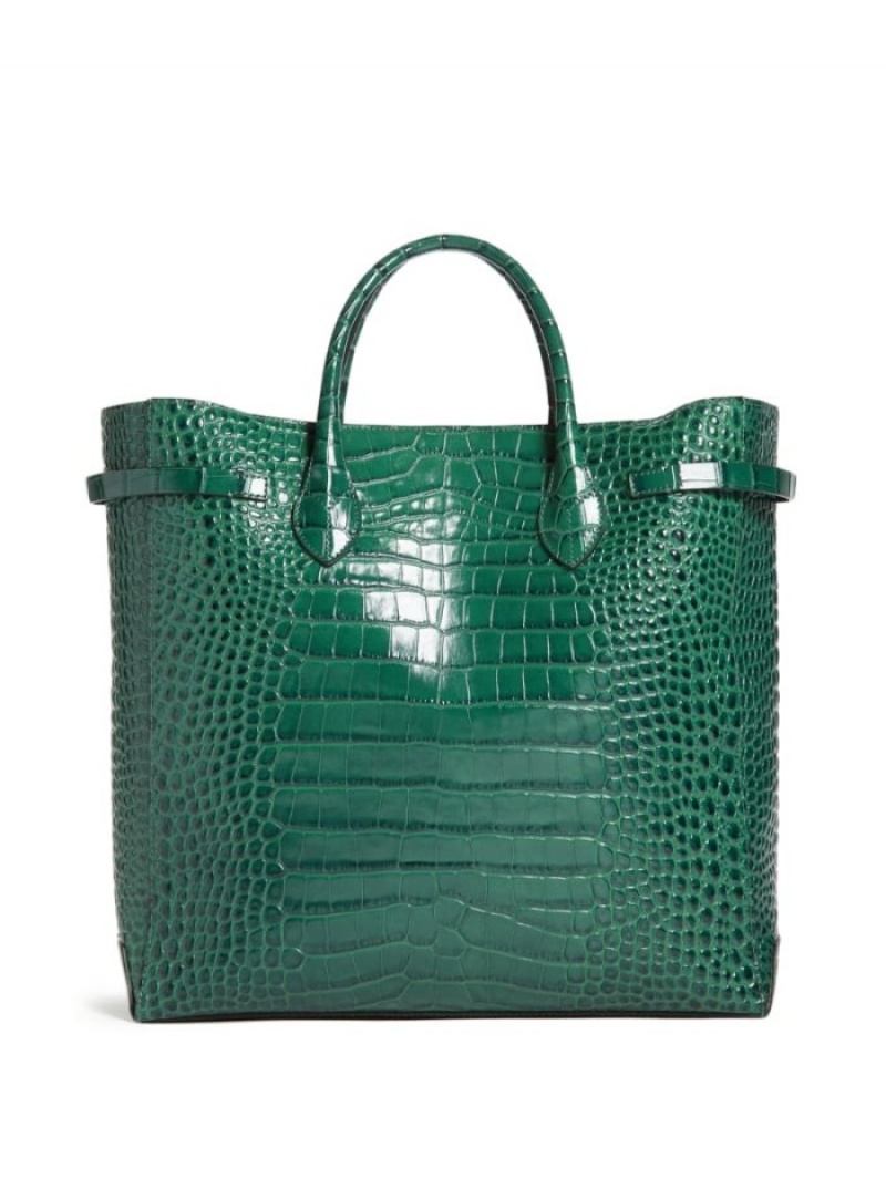 Guess Cristina Croc Deri Kadın Tote Çanta Yeşil | 92687IXJM