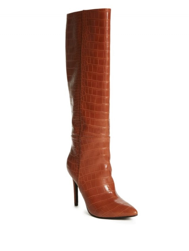 Guess Croc Knee-High Kadın Bot Kahverengi | 17549ZTPN