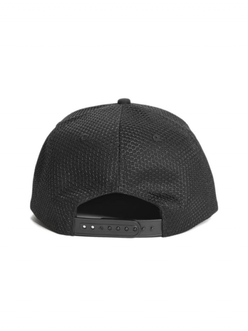 Guess Dave Mesh Düz Brim Snapback Erkek Şapkalar Siyah | 10634AHXK