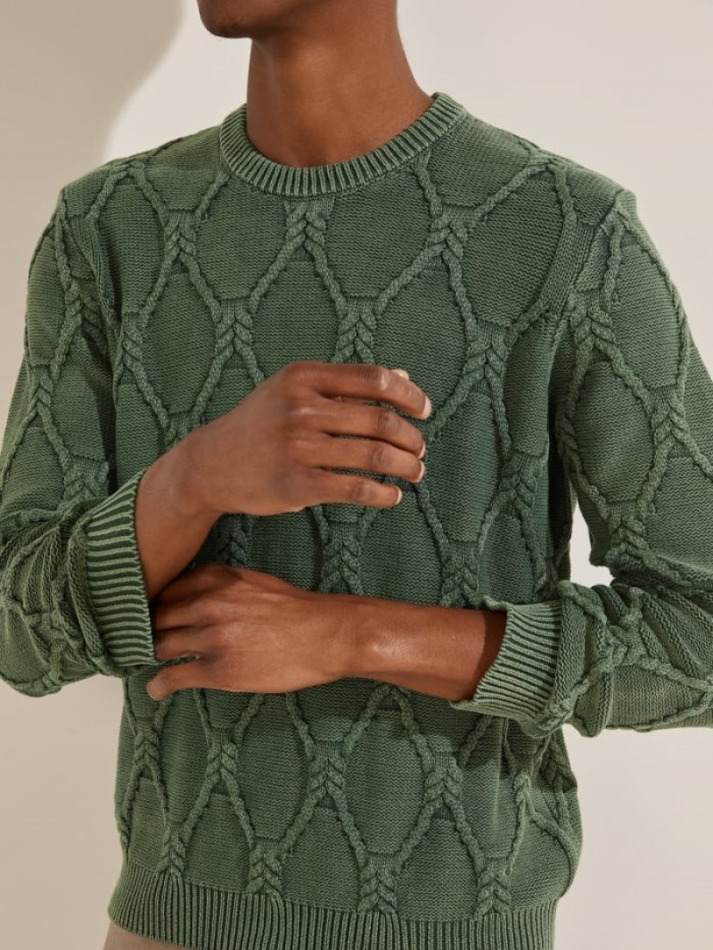 Guess Dawson Cable Knit Erkek Kazak Renkli | 85642RDPW