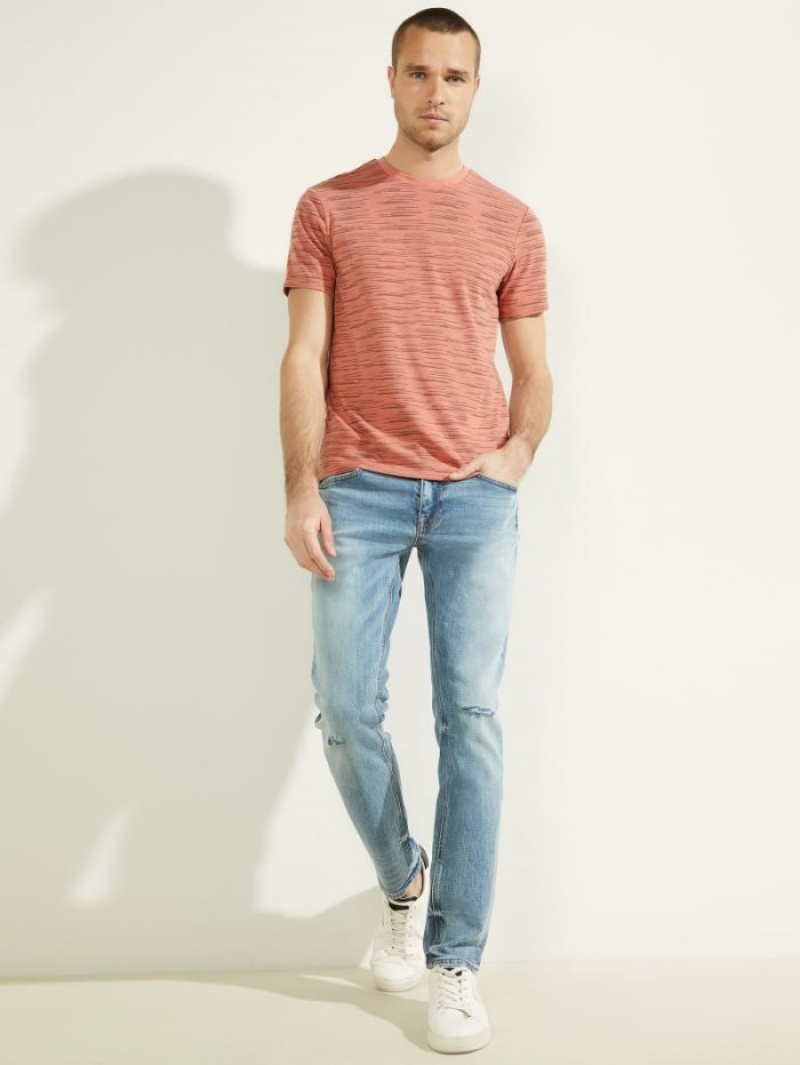 Guess Echo Space Dye Tee Erkek Tişört Pembe | 50839CGOI