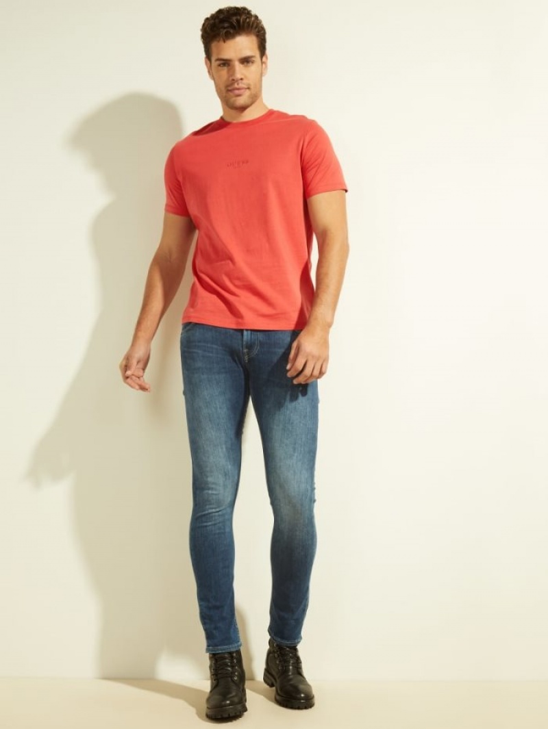 Guess Eco Aidy Logo Tee Erkek Tişört Kırmızı | 49738QDPF
