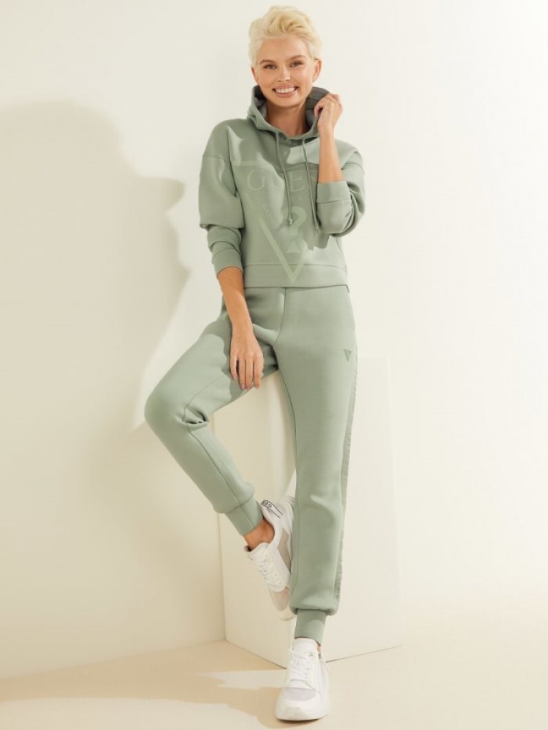Guess Eco Alisa Logo Kadın Kapüşonlu Sweatshirt Yeşil | 28514YSBF