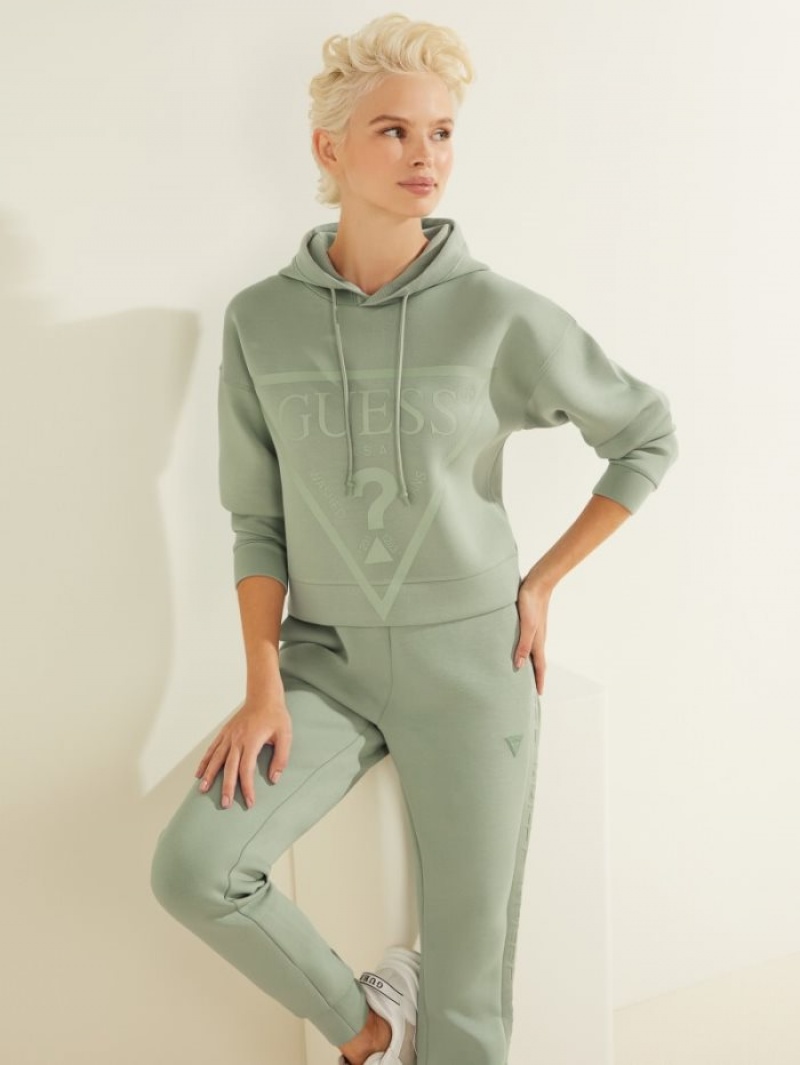 Guess Eco Alisa Logo Kadın Kapüşonlu Sweatshirt Yeşil | 28514YSBF