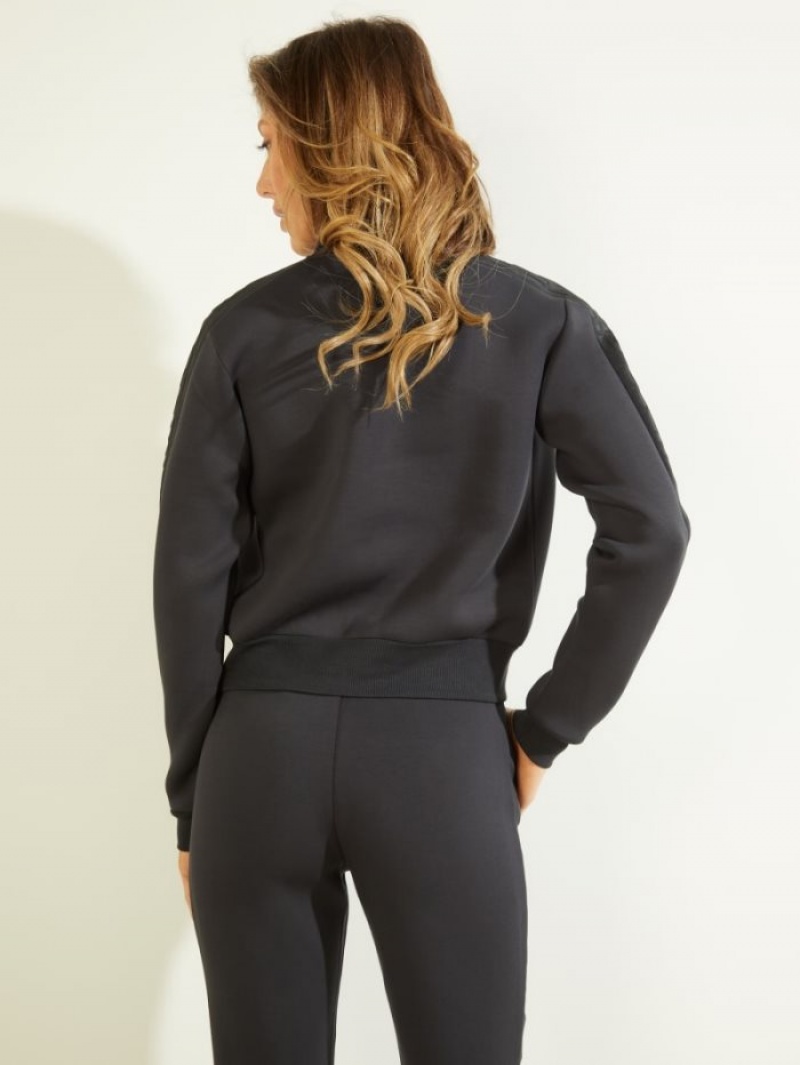 Guess Eco Allie Scuba Zip-Up Kadın Ceket Siyah | 60329GAWM