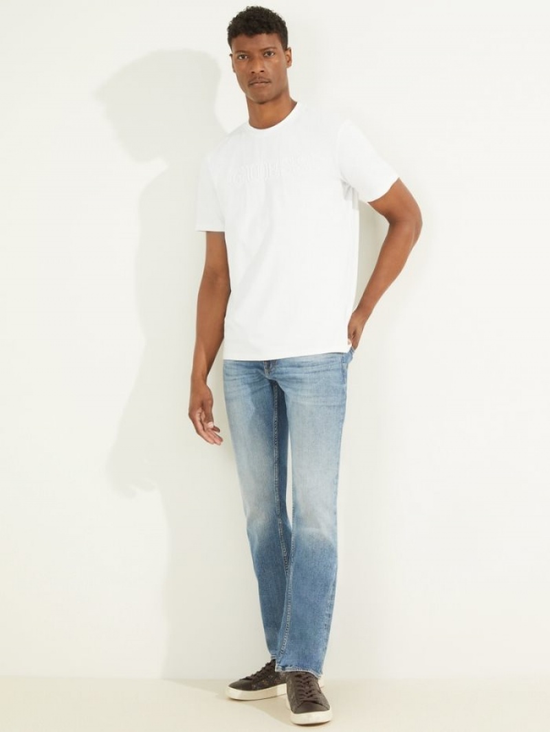 Guess Eco Alphy Tee Erkek Tişört Beyaz | 63921GDQL