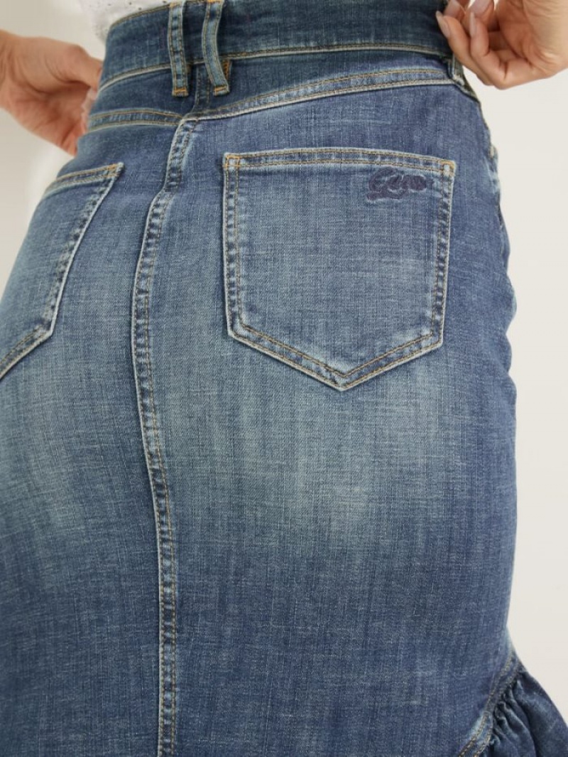 Guess Eco Marina Denim Kadın Elbise Mavi | 74021XFST