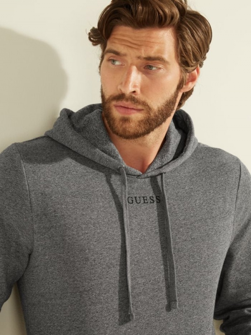 Guess Eco Roy Embroidered Logo Erkek Kapüşonlu Sweatshirt Gri | 51607ZFWC