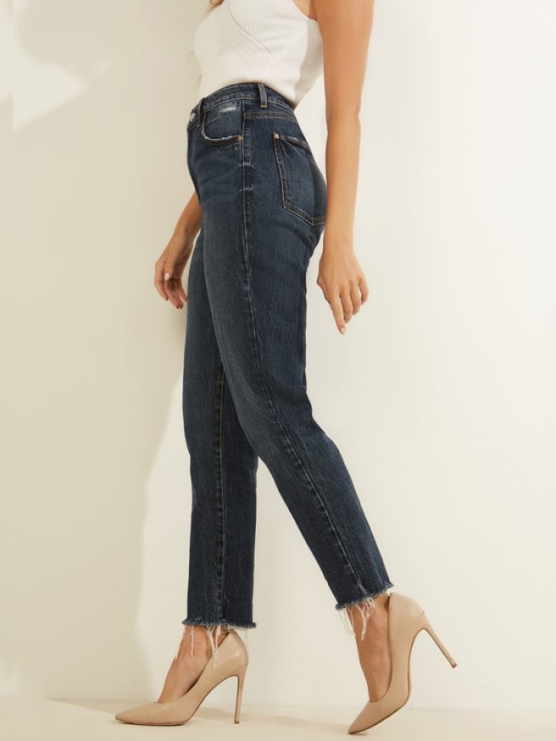 Guess Eco Slim Mom Kadın Pantolon Mavi | 16850IDPY