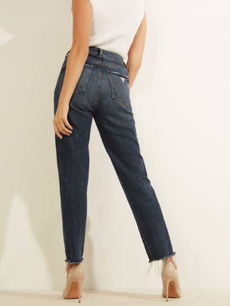 Guess Eco Slim Mom Kadın Pantolon Mavi | 16850IDPY