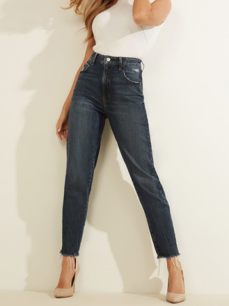 Guess Eco Slim Mom Kadın Pantolon Mavi | 16850IDPY
