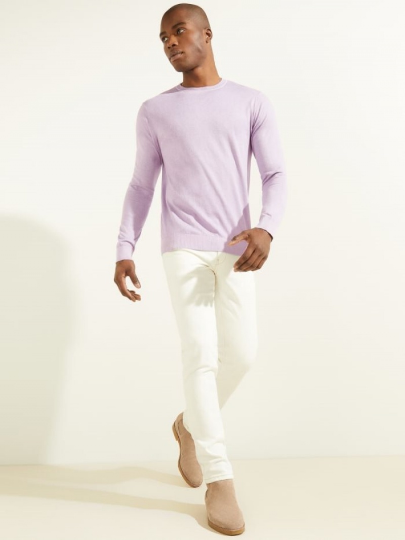 Guess Essential Crewneck Erkek Kazak Açık Mor | 86795JUBV