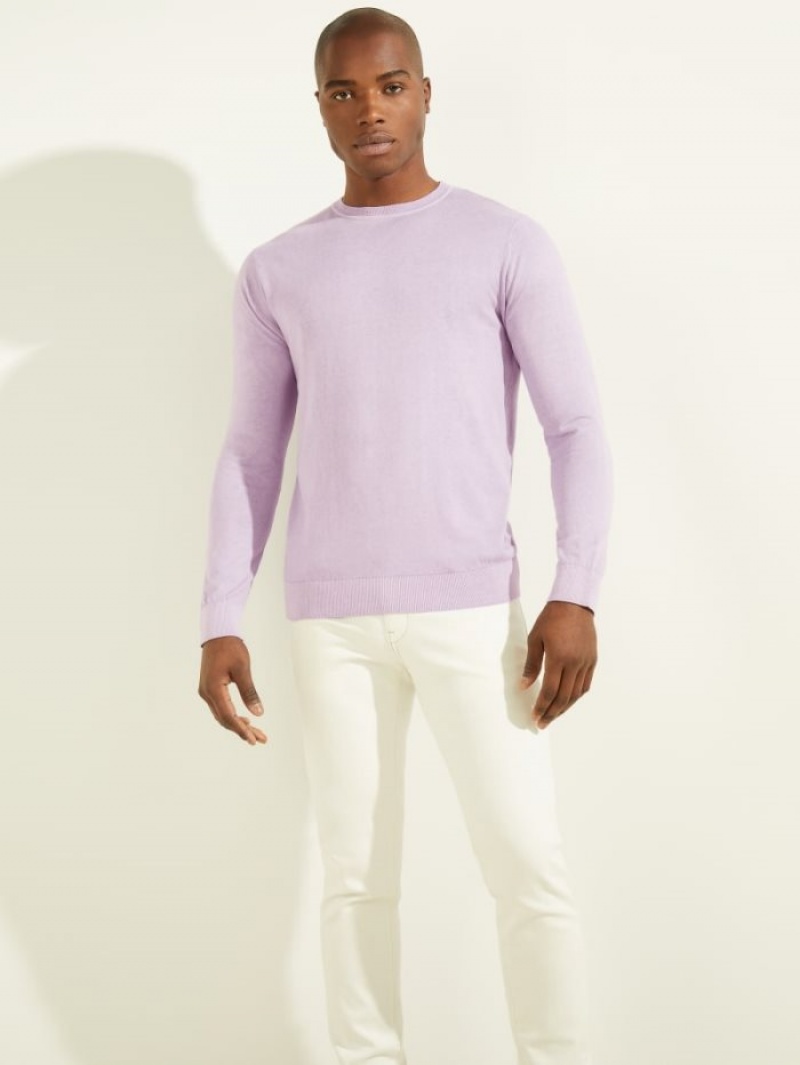 Guess Essential Crewneck Erkek Kazak Açık Mor | 86795JUBV