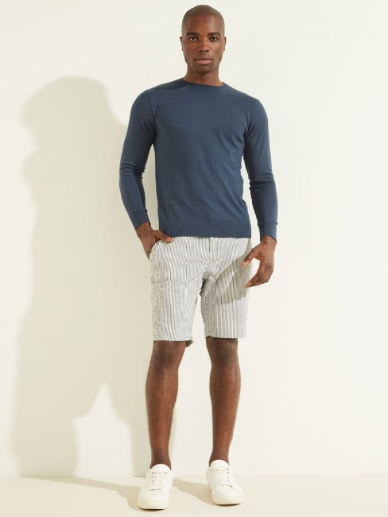 Guess Essential Crewneck Erkek Kazak Mavi | 42397CUJD