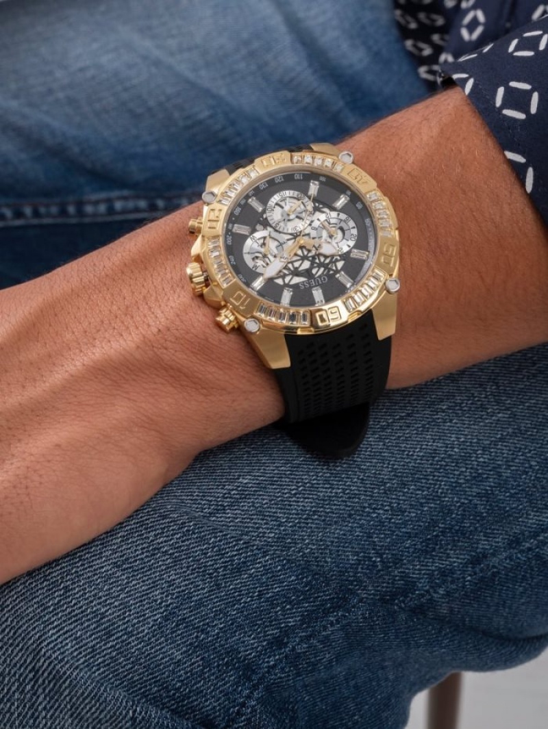 Guess Gold-Tone And Tachymeter Erkek Saat Renkli | 09876PLFH