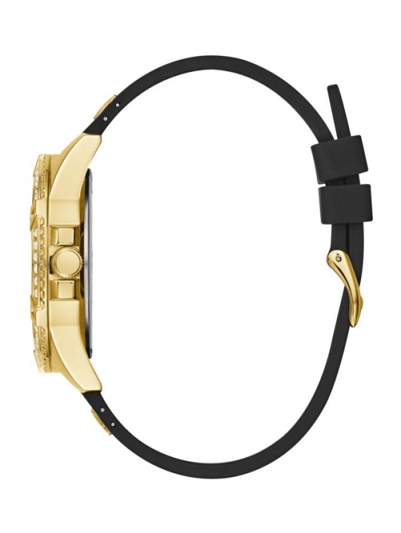 Guess Gold-Tone And Çok Işlevli Kadın Saat Siyah | 19607INCM