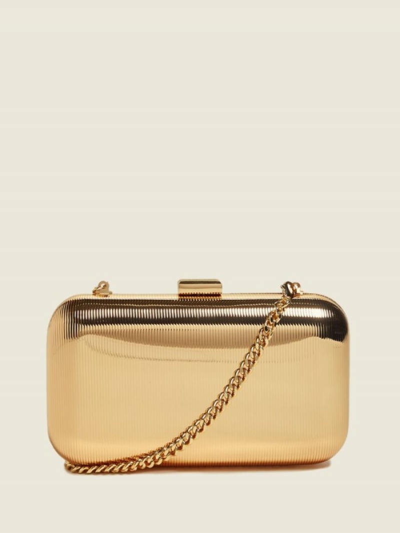Guess Gold-Tone Metal Clutch Kadın El Çantası Altın | 40357CBPE