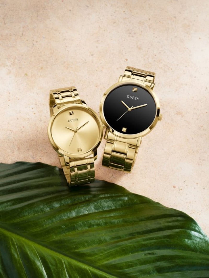 Guess Gold-Tone and Diamond Analog Kadın Saat Altın | 61835VULX